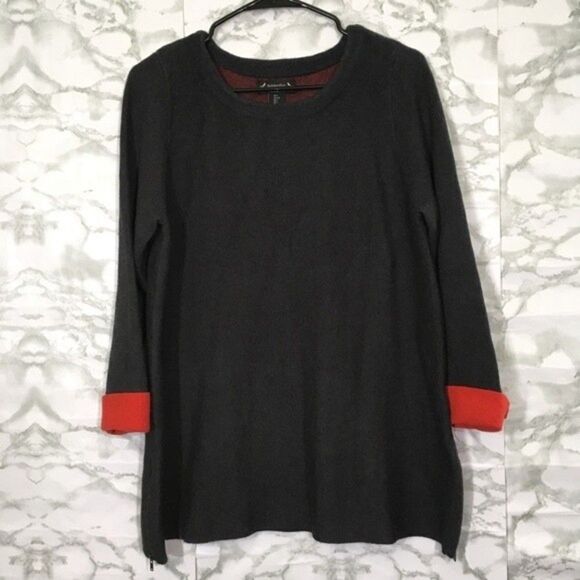 NANETTE LEPORE SOFT WOOL BLEND TUNIC SWEATER‎ WITH SIDE ZIPPER 3/4 SLEEVE LARGE - Picture 2 of 12